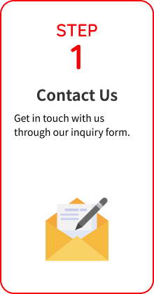 Step 1 — Inquiry: Please contact us via the inquiry form.
