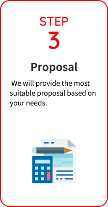 Step 3 — Proposal: We will provide the optimal proposal based on your needs.