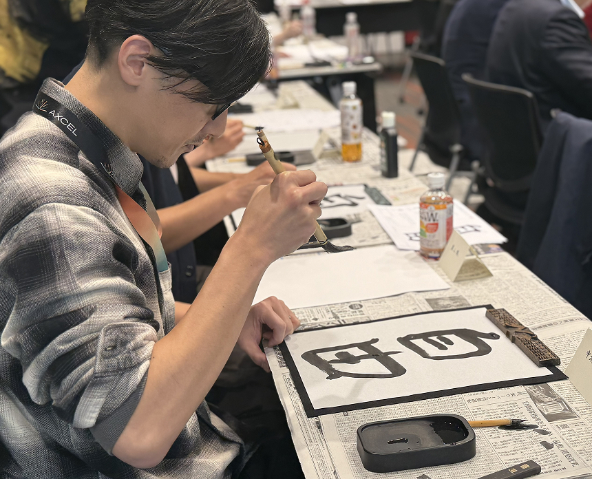 Scene from the calligraphy workshop
