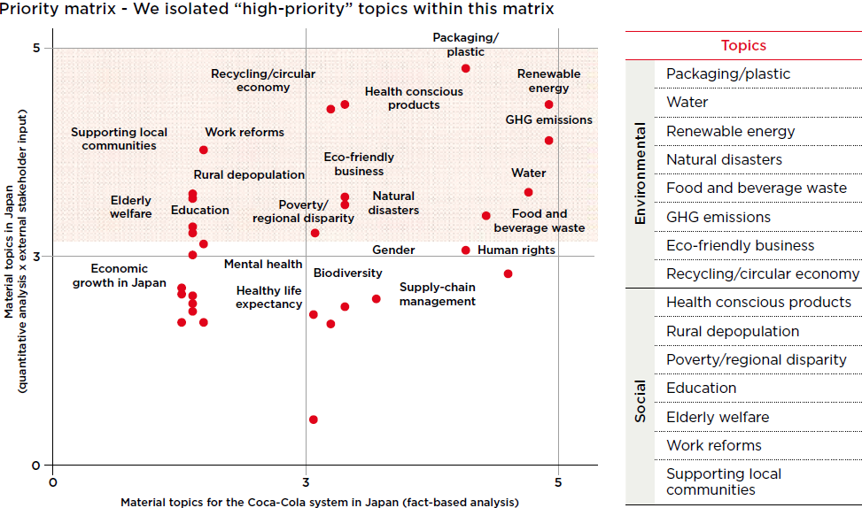 Priority matrix - We isolated 'high-priority' topics within this matrix